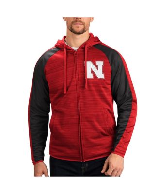 G-III Sports by Carl Banks - Men's  Scarlet Nebraska Huskers Neutral Zone Raglan Full-Zip Track Jacket Hoodie