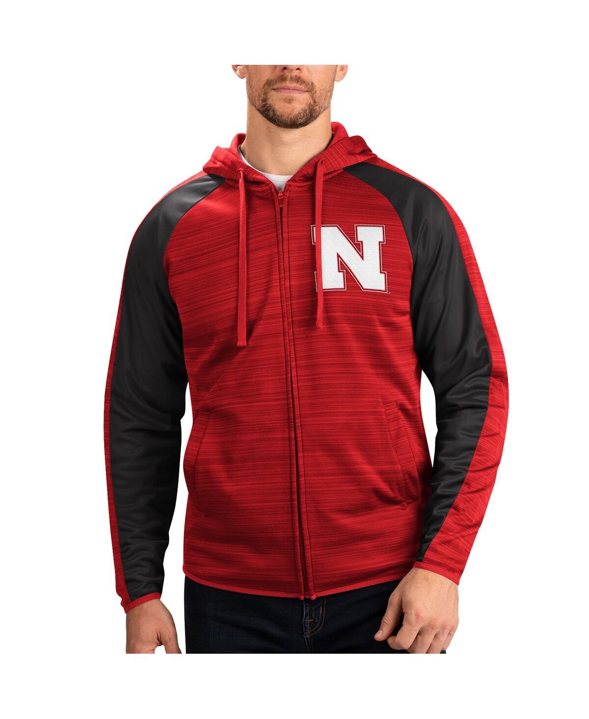 G-iii Sports by Carl Banks Men's Scarlet Nebraska Huskers Neutral Zone Raglan Full-Zip Track Hoodie Jacket - Scarlet