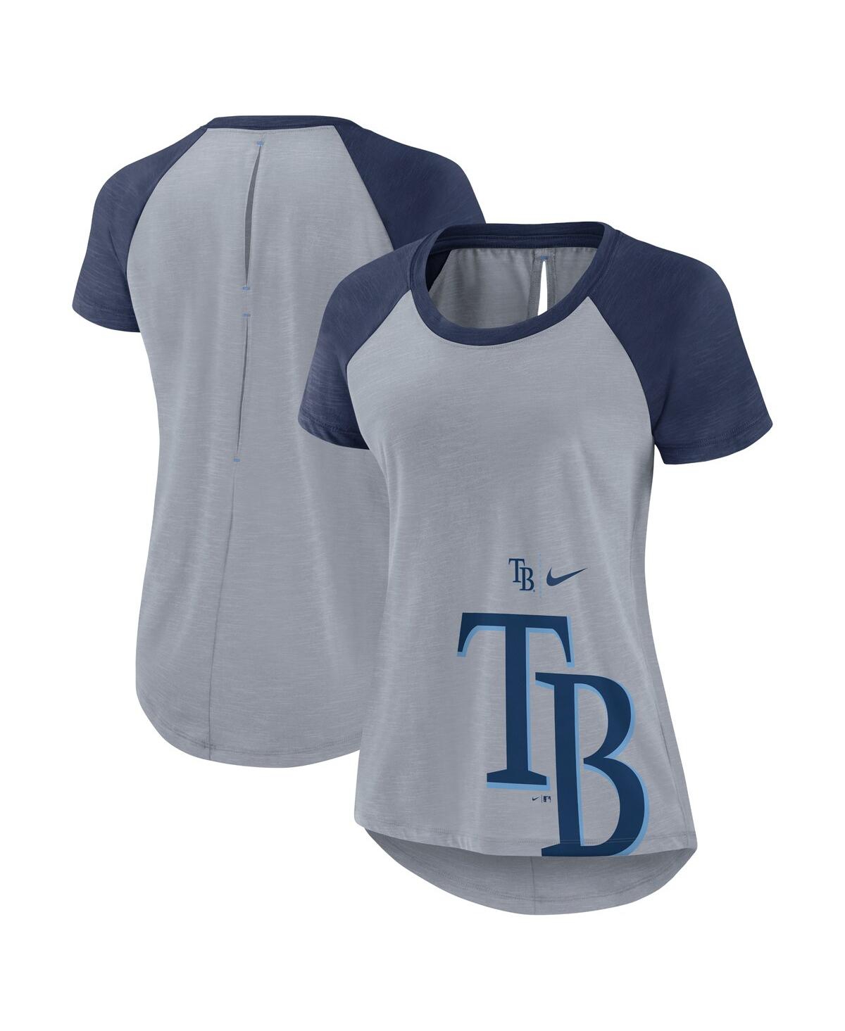 Nike Women's Heather Gray Tampa Bay Rays Summer Breeze Raglan Fashion T-shirt In Heather Gray