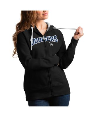 Antigua - Women's Black Los Angeles Dodgers Team Logo Victory Full-Zip Hoodie