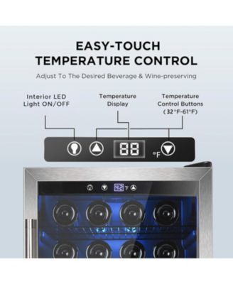 Wine Cooler 37 Bottle Freestanding Fridge with Stainless Steel Reversible Glass Door, 145 Can Beverage Refrigerator Quiet Compressor for Home Kitchen Bar, 4.5 Cu.ft Silver