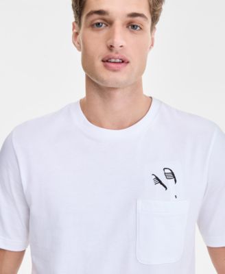 Men's Slide Regular-Fit Embroidered Graphic Pocket T-Shirt 