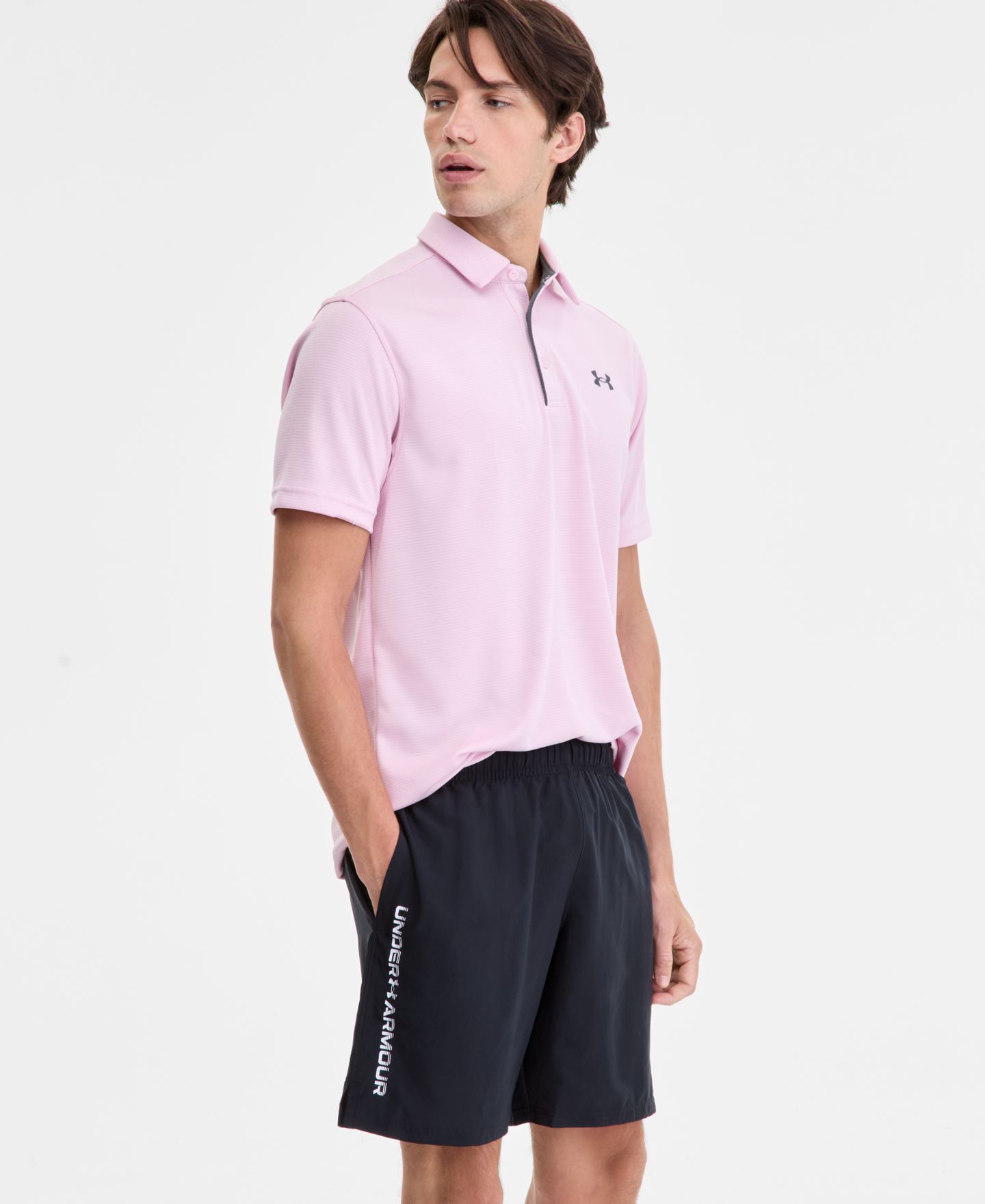 Мужские шорты Under Armour Moisture-Wicking Logo Tech, цвет: Чёрный / Белый — фото 6