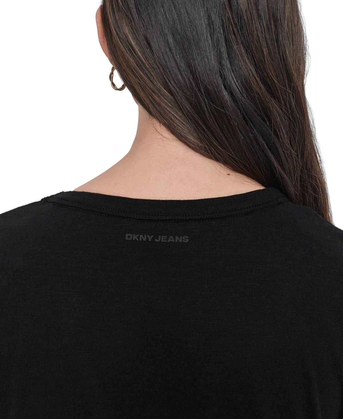 DKNY JEANS PETITE COTTON RUCHED SIDE-TIE SLEEVELESS TEE 