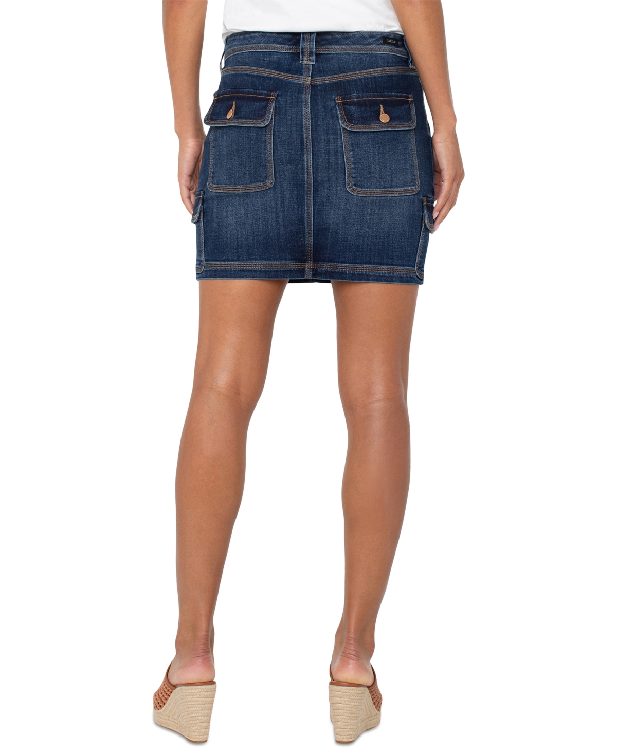 LIVERPOOL LOS ANGELES WOMEN'S DENIM CARGO MINI SKIRT 