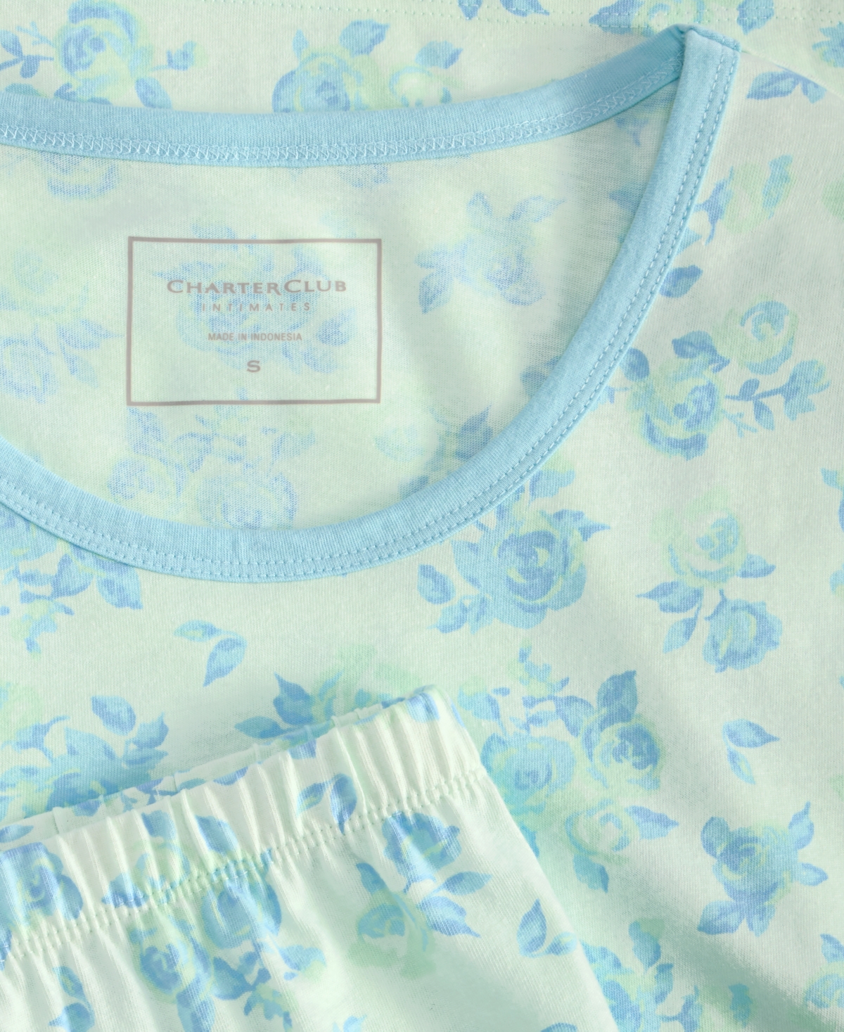CHARTER CLUB WOMEN'S FLORAL SHORT-SLEEVE PAJAMA SET, EXCLUSIVELY AT MACY'S 