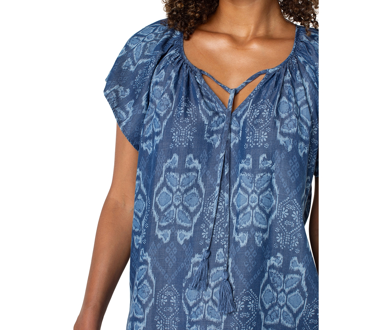 Liverpool Los Angeles Plus Size Flutter-sleeve Tie-front Woven Top