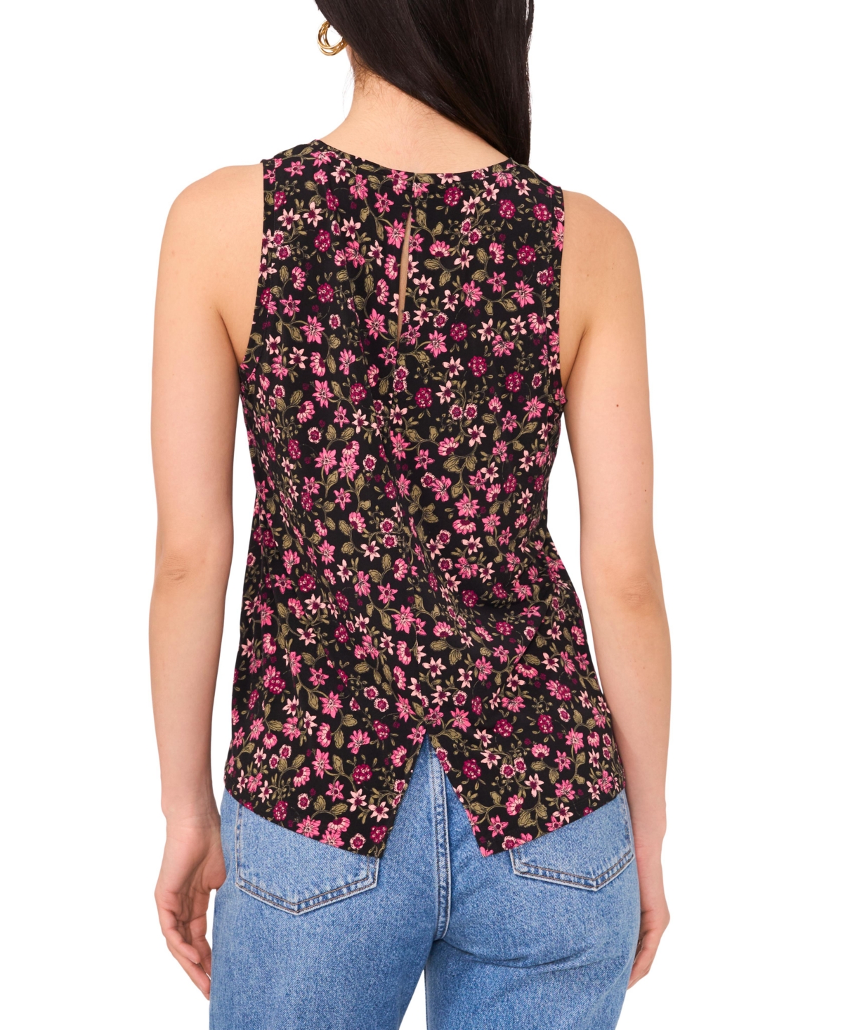 Shop Vince Camuto Women's Printed Keyhole-back Tank Top