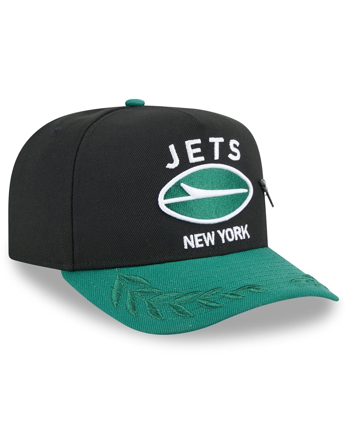 Shop New Era Men's Black/green New York Jets 2025 Nfl Draft On Stage A-frame 59fifty Fitted Hat In Black,green