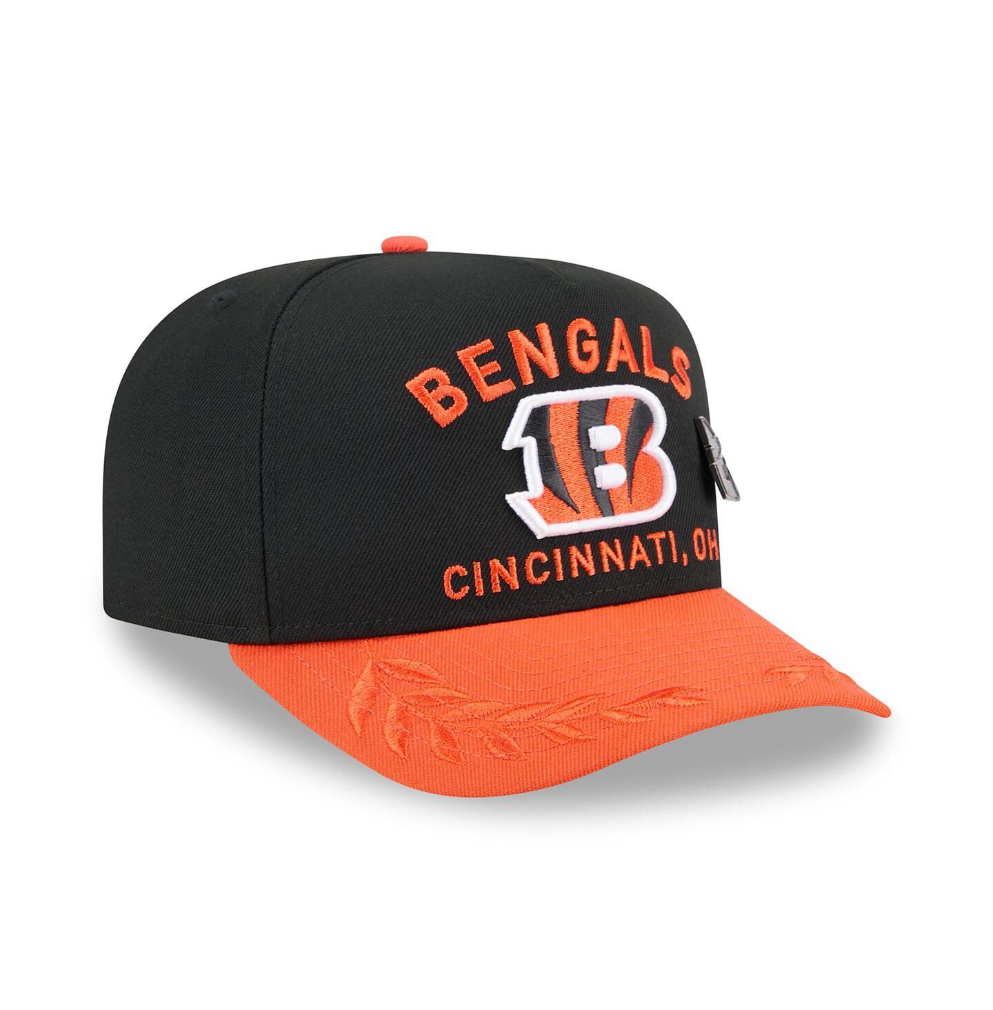 Мужская кепка New Era Black/Orange Cincinnati Bengals 2025 NFL Draft On Stage A-Frame 59FIFTY Fitted Hat — фото 4