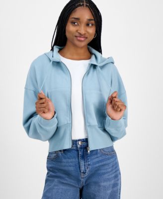 Hippie Rose - Juniors' Drop-Shoulder Full-Zip Hoodie
