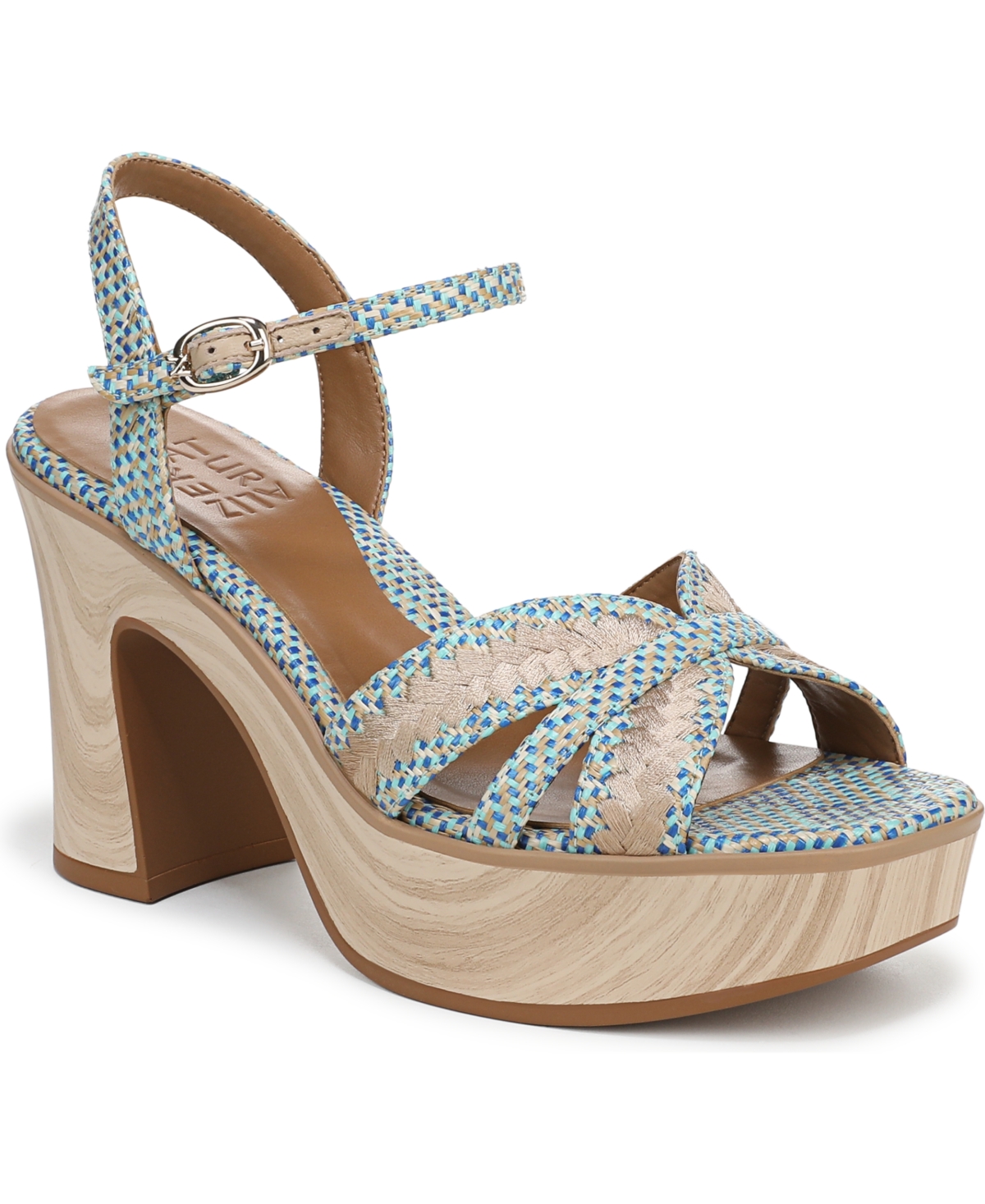 Naturalizer Katalina Platform Sandal In Blue Weave Fabric