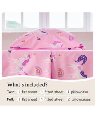 4 PC Full Sheet Set Soft Microfiber, Wrinkle-Free, Machine Washable, Toddler Bedding for Girls, Boys, Teens