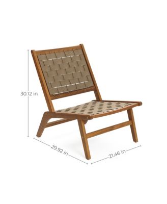 Outdoor Acacia Wood Woven Back and Seat Armless Deck Chair