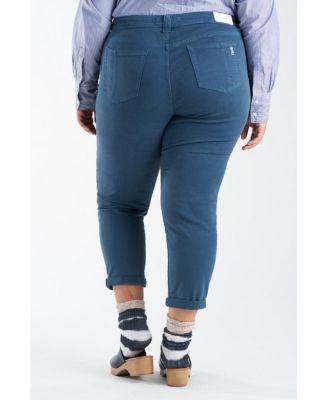 Plus Size Color Mid rise boyfriend rolled in 25.5" inseam - Hydro