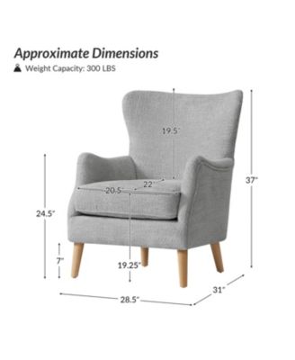 Caden 28.5" Modern Boucle Wingback Armchair With Solid Wood Legs