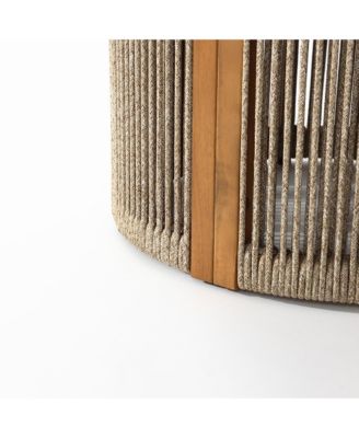 Outdoor Acacia Wood Rope Sides Round Drum Side and End Tables