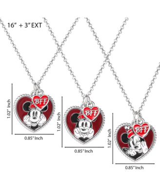 Mickey & Minnie Mouse Heart Necklace Set of 3