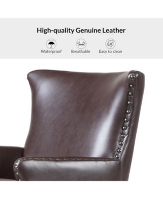 Aviles 29.2" W Leather Wingback Armchair