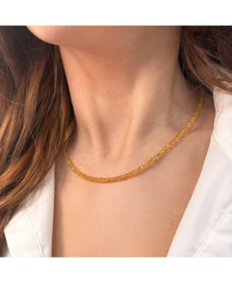 Citrine Bead Necklace 14K Gold