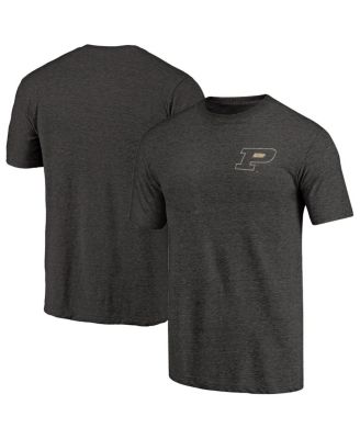 Fanatics Mto Label - Men's Black Purdue Boilermakers Left Chest Distressed Logo Tri-Blend T-Shirt