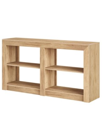 59-Inch Farmhouse Console Table, 3-Tier Entryway Table with Storage, Wood Console Behind Couch for Living Room, Hallway, Foyer, Oak