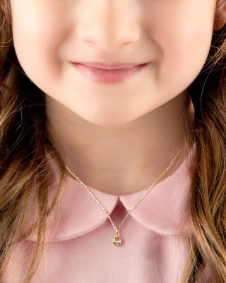 Girls Children's 14K Gold Blushing Rose 12-14" Necklace