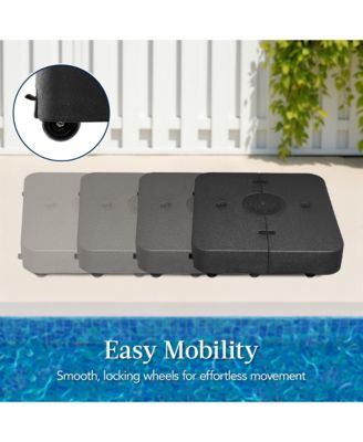 Heavy-Duty Outdoor Cantilever Base Stand w/ Wheels, Locks, Fillable 330lb Capacity