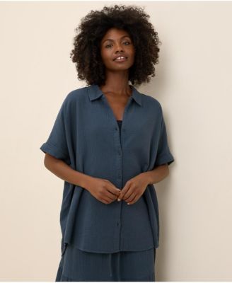 Women's Organic Cotton Coastal Double Gauze Oversized Shirt -