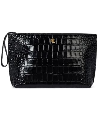 激安 Lauren Ralph 上質レザーCrocodile-Embossed Satchel Bag Crocodile-Embossed Satchel