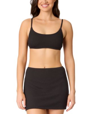 Salt Cove Juniors Ribbed Scoop Neck Bralette Bikini Top Ribbed Pull On Cover Up Skirt Exclusively At Macys
