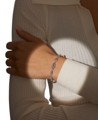 Silver-Tone Cubic Zirconia Bangle Bracelet, Exclusively at Macy's