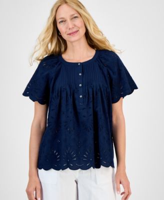 Style & Co - Women's Eyelet Cotton Top, Exclusively at Macy's