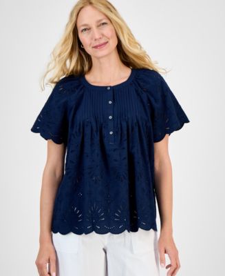 売れ筋商品|||スタイルアンドコー カットソー トップス レディース Women's Eyelet Cotton Top, Exclusively at Macy's Bright White Style & Co Women's Eyelet Cotton Top, Exclusively at Macy's