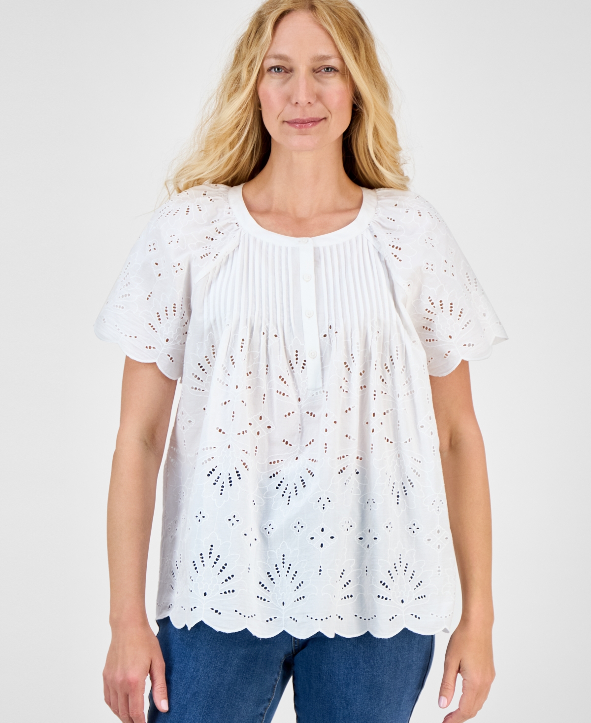Style & Co Women's Eyelet Cotton Top, Exclusively At Macy's