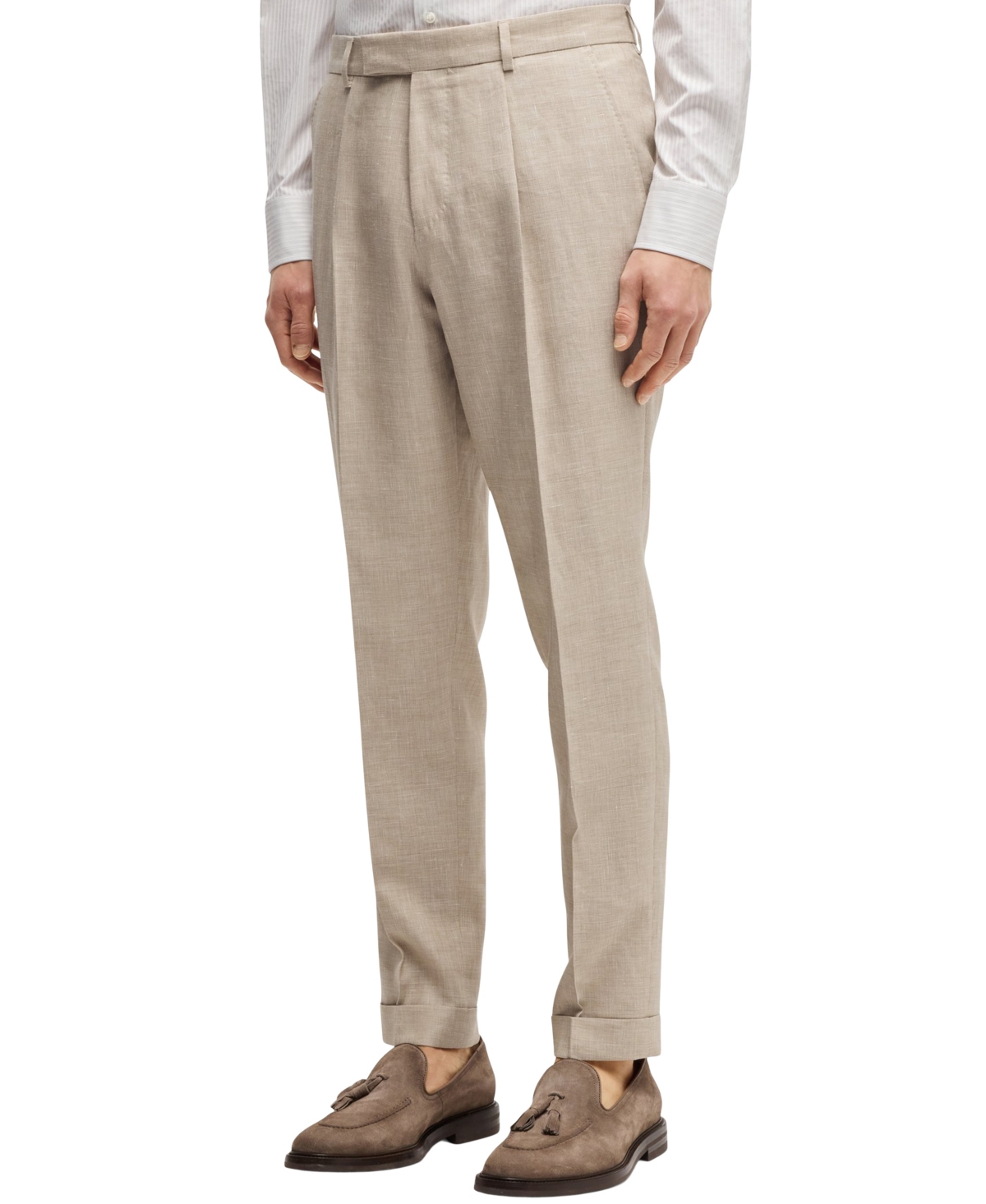 Hugo Boss Boss By  Men's Linen-blend Slim-fit Checked Suit In Open Brown