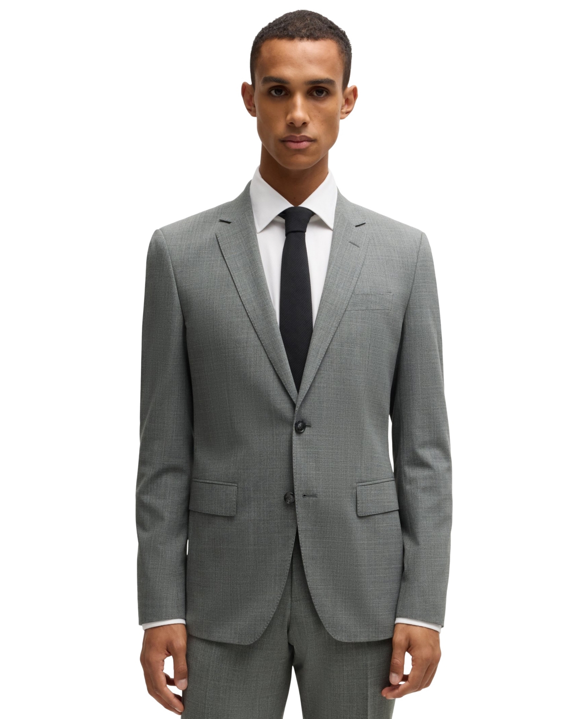 Hugo Boss Boss By  Men's Micro-patterned Stretch Cloth Slim-fit Suit In Open Gray