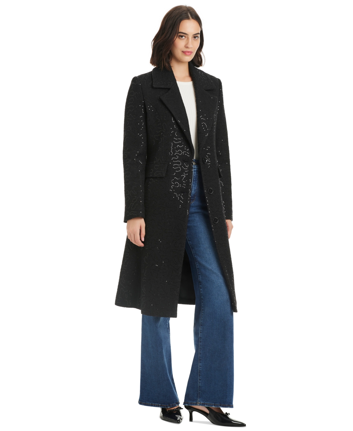 Kate Spade Women's Embellished Single-breasted Coat In Black