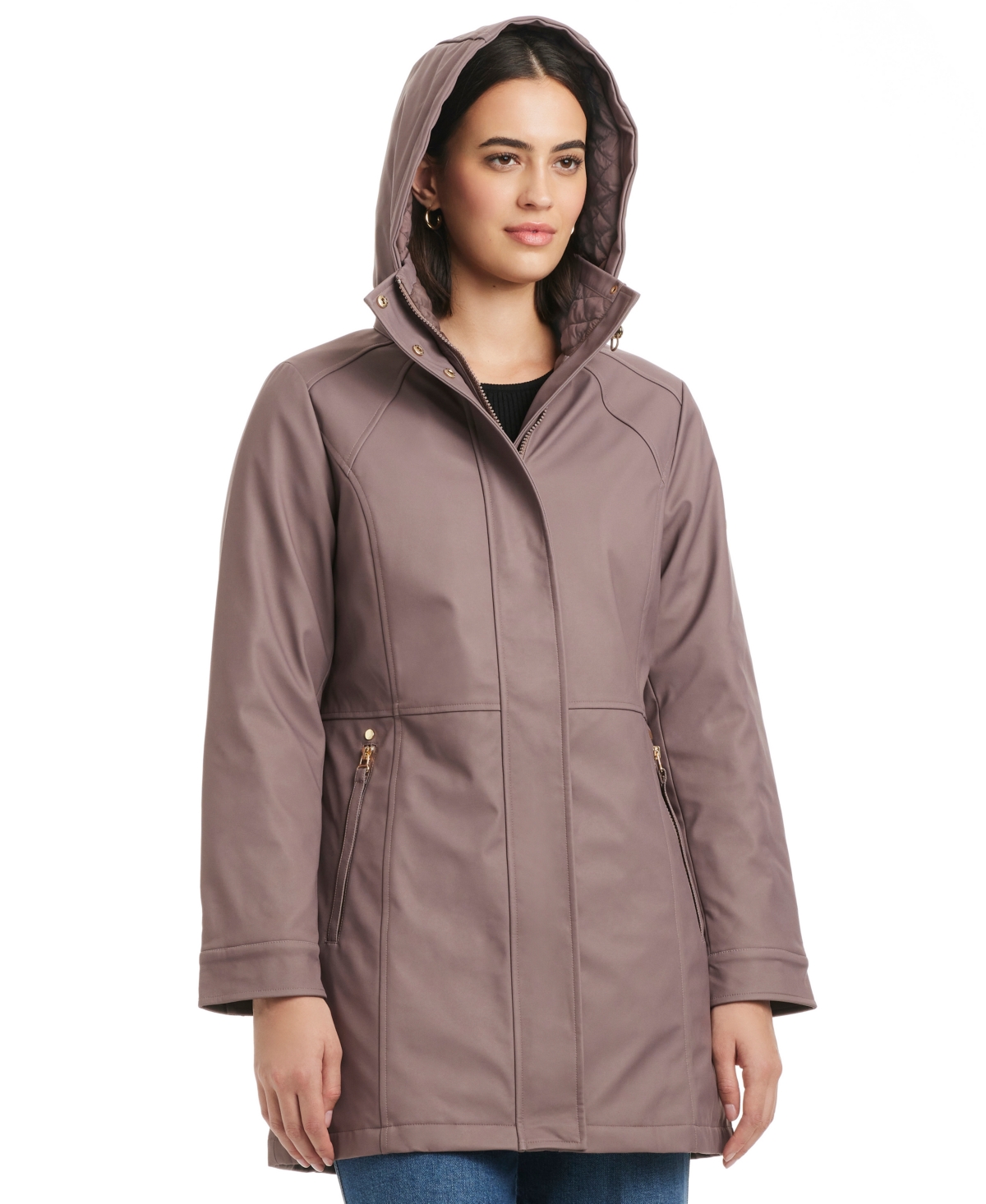 Jones New York Women's Hooded Softshell Coat In Brown