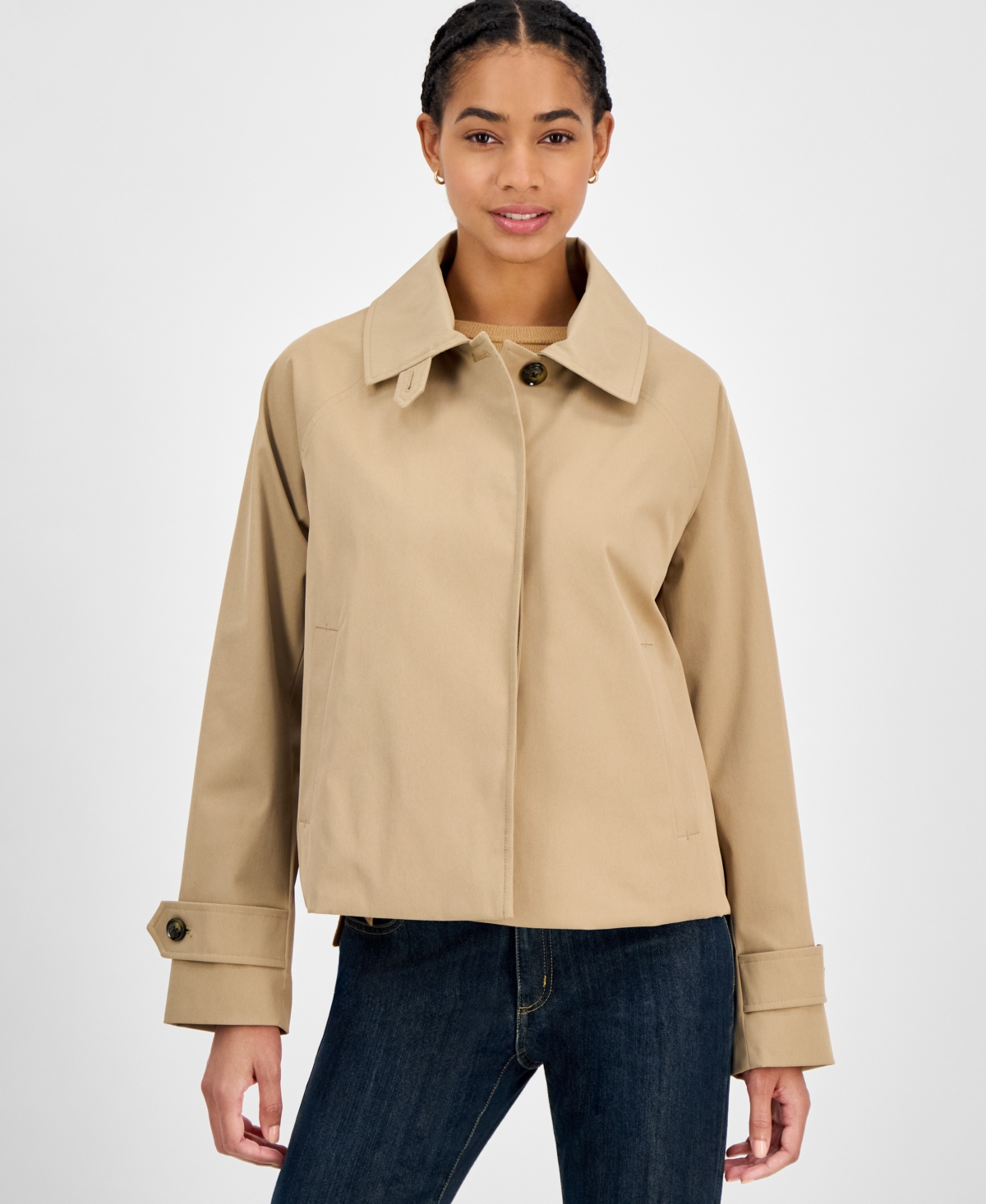 Women's Short Single-Breasted Trench Coat, Exclusively at Macy's - Navy