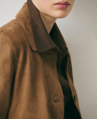 MANGO Women's Chest-Pocket Suede Jacket