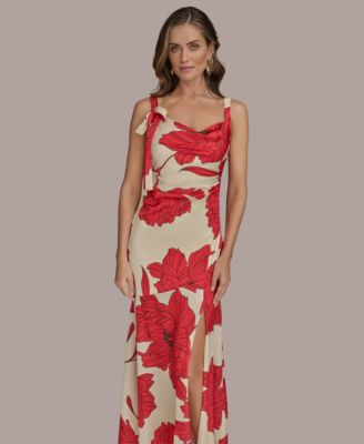 Women's Printed Cowl-Neck Gown