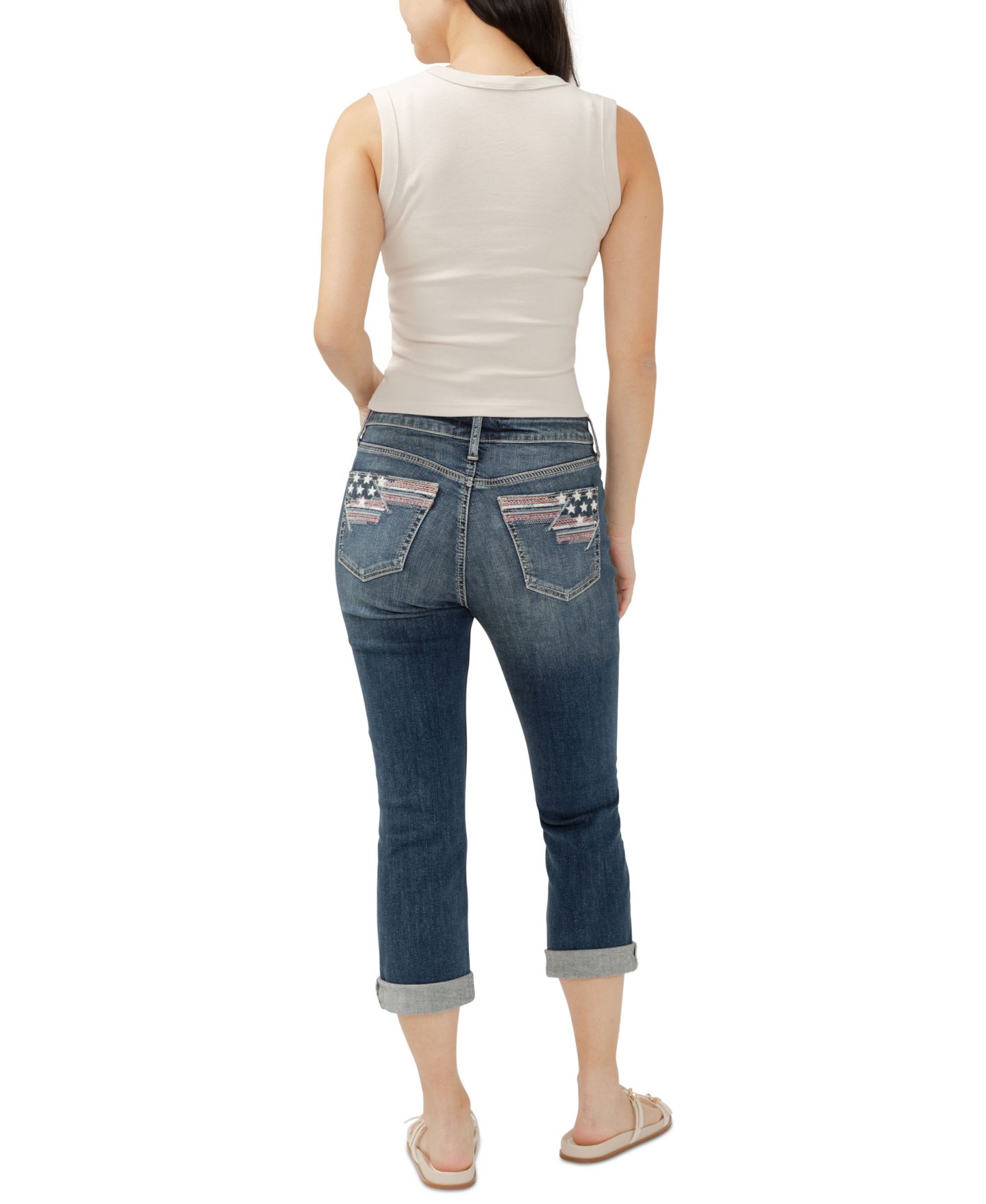 Женские джинсы Silver Jeans Co. Suki Mid Rise Curvy Fit Capri, цвет: Ballot — фото 2