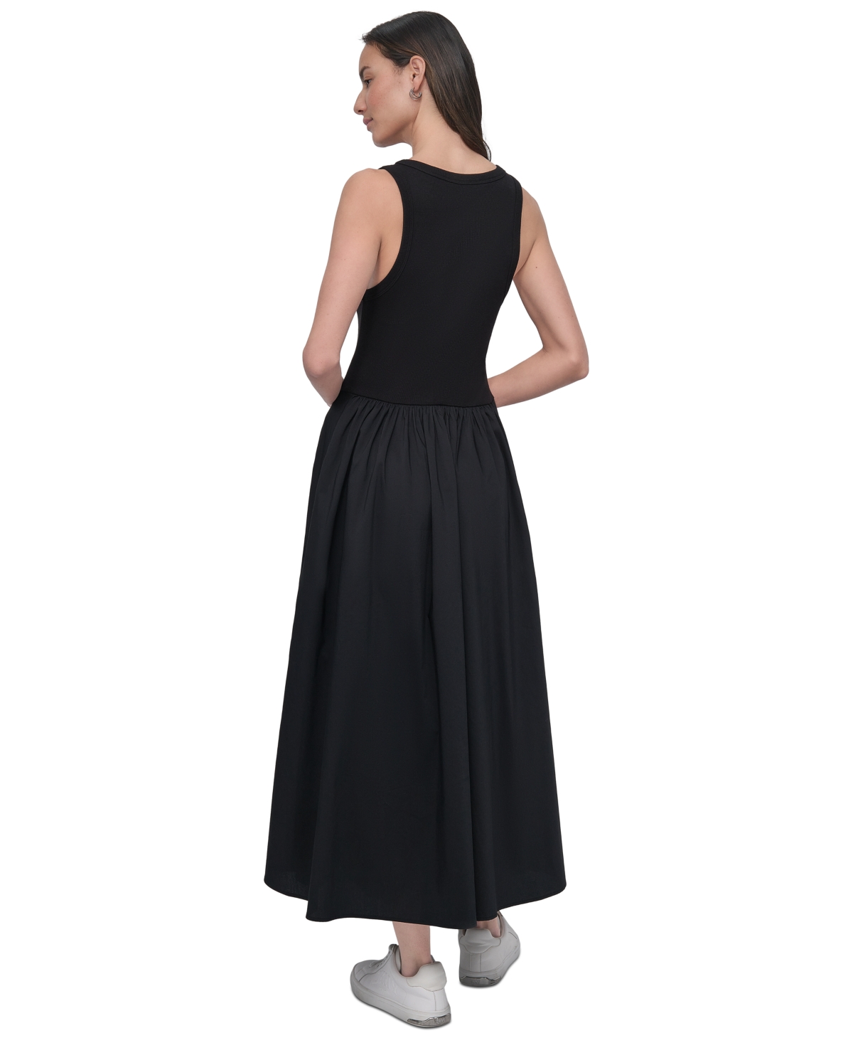 DKNY JEANS WOMEN'S MIXED-MEDIA TANK DRESS 