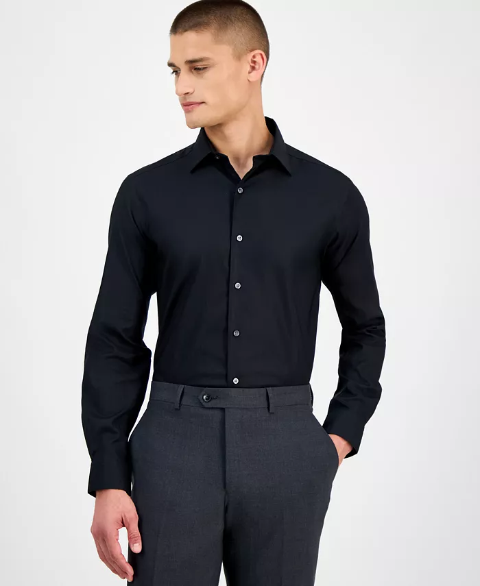 Men's Slim-Fit Herringbone Dress Shirt - thumbnail 9