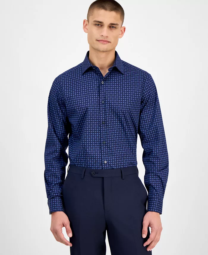 Men's Slim-Fit Round Dot Dress Shirt