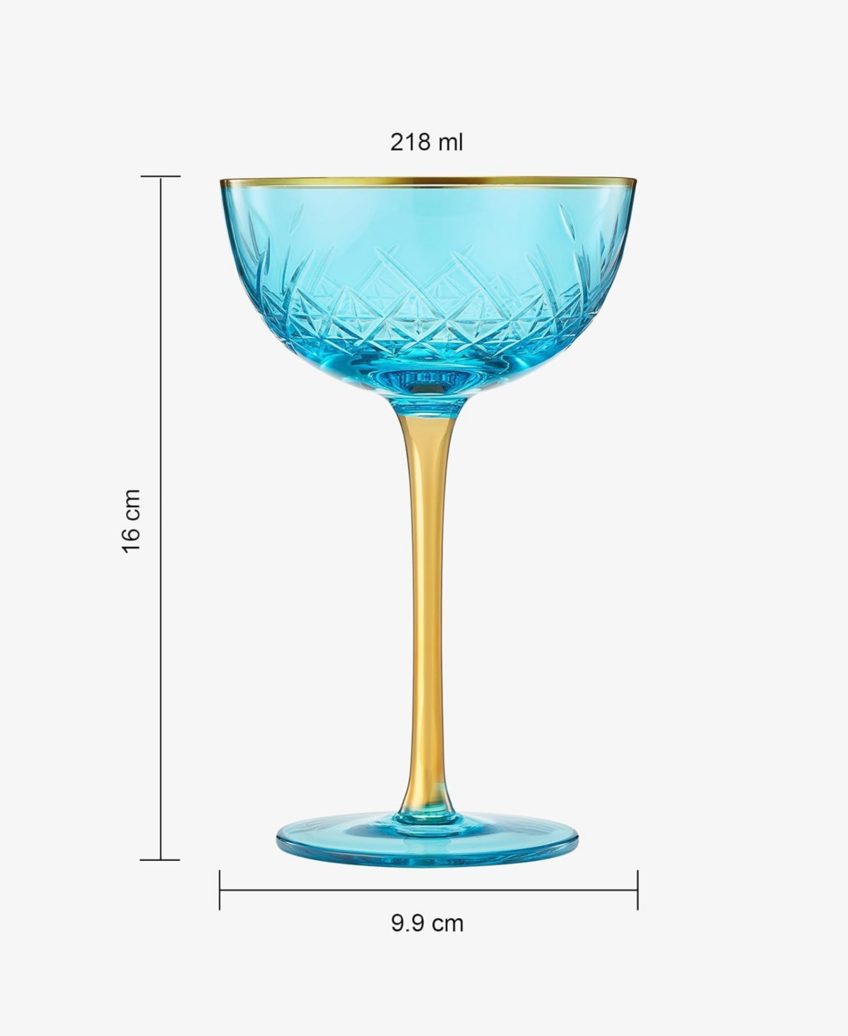 The Wine Savant Vintage Art Deco Coupe Glasses, Set Of 2 In Blue