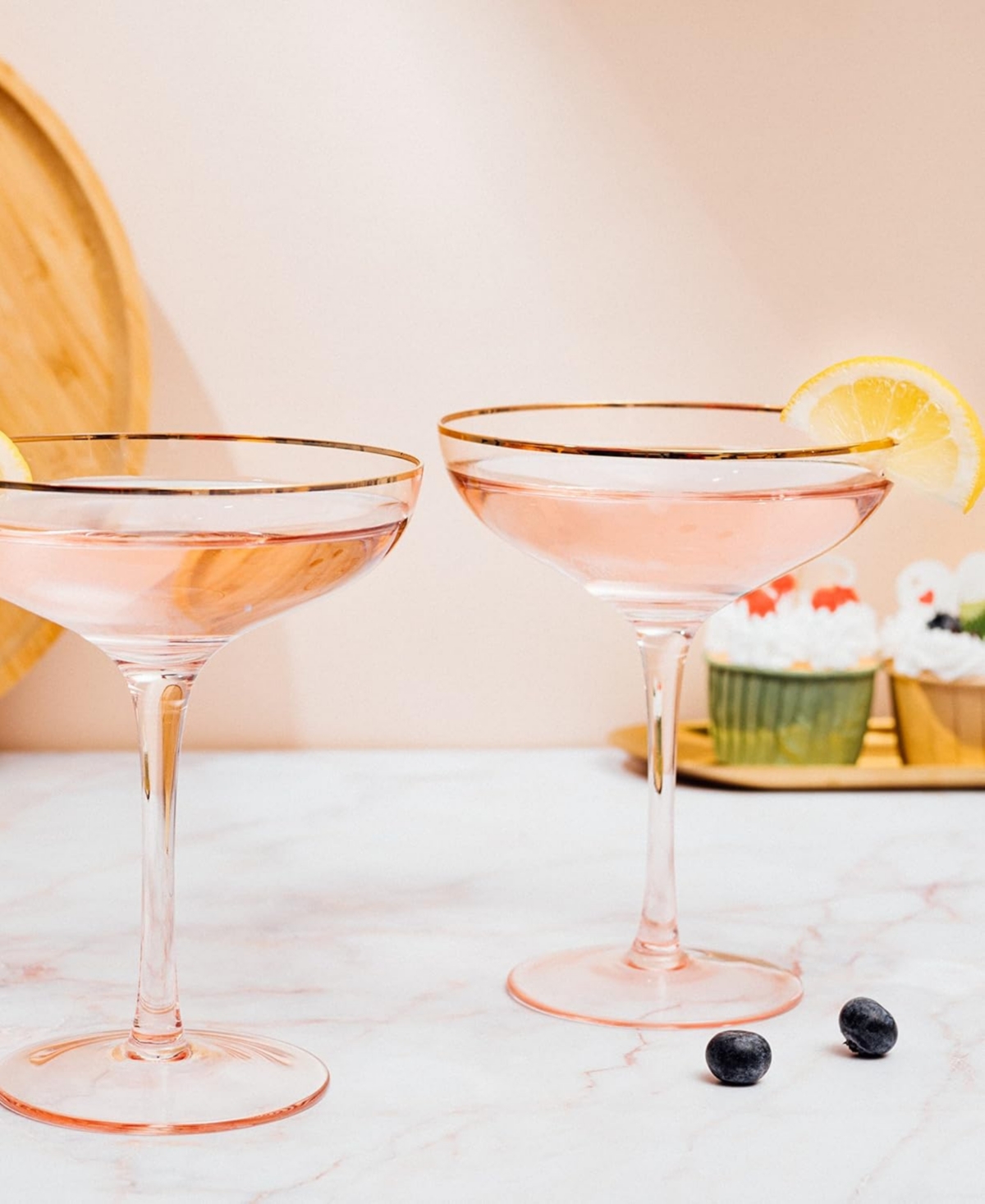 The Wine Savant Gilded Rim Coupe Glasses, Set of 2