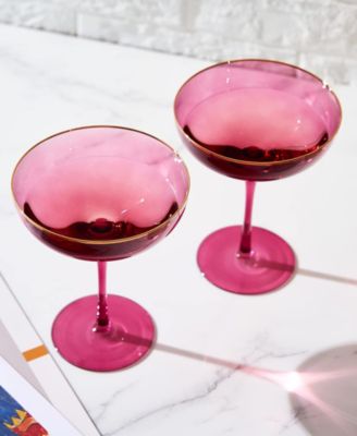 Gilded Rim Coupe Glasses, Set of 2