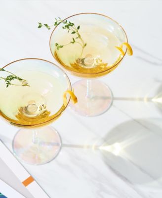 Gilded Rim Coupe Glasses, Set of 2